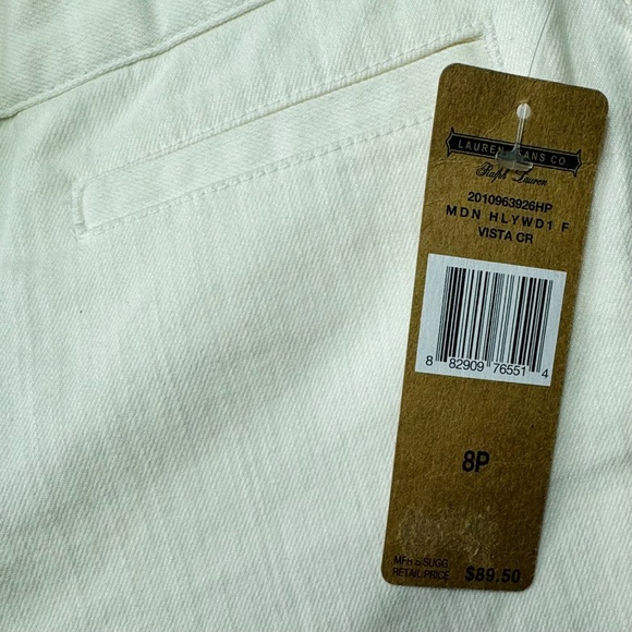 NWT Lauren Ralph Lauren Off-White Denim Slim Straight Pants/Jeans, Size 8 Petite - Picture 12 of 12